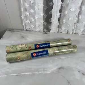 Lot‎ of 2 Rolls Norwall Solid Vinyl Wallcovering Green Floral Cottagecore Canada